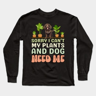 American Water Spaniel And Plants Long Sleeve T-Shirt